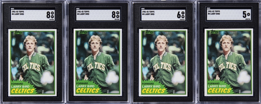 1981 Topps #4 Larry Bird Rookie Card Lot of (4) - SGC Graded